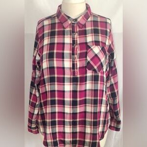 Plaid pink multicolored womens shirt size  2X